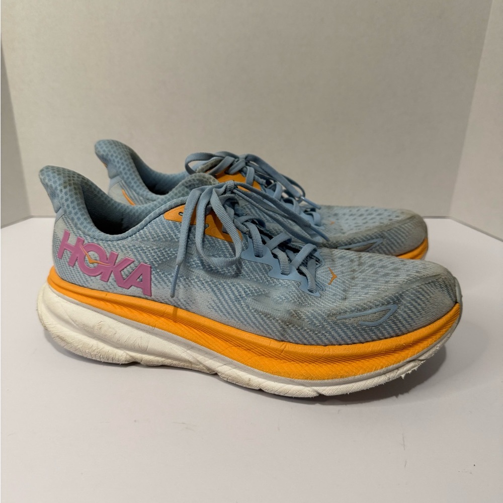 HOKA Blue and Orange Running Shoes